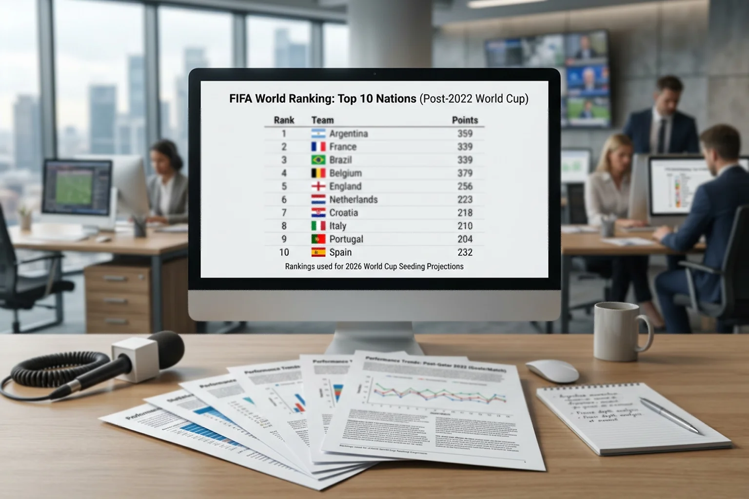 Grafico comparativo de las estadísticas clave de los principales favoritos del Mundial 2026