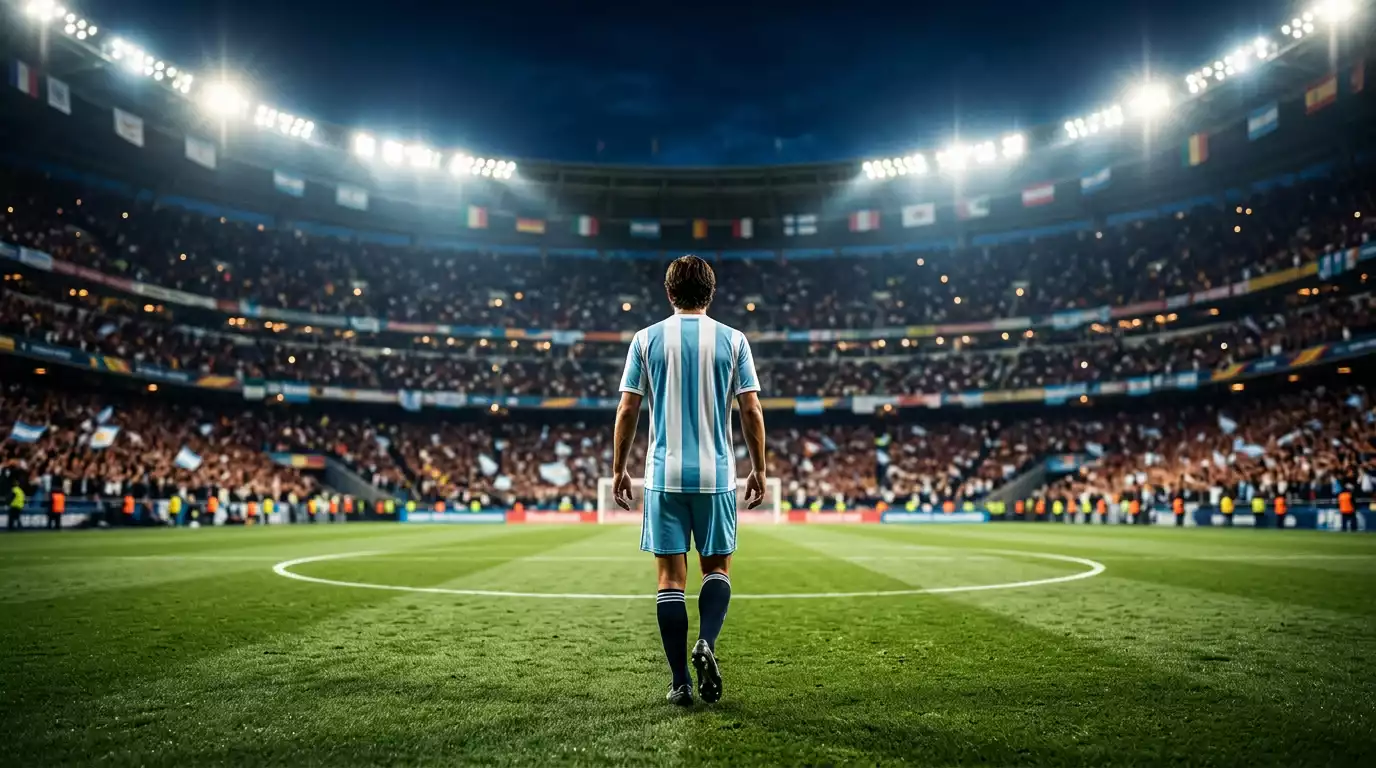 Estadio de fútbol lleno bajo las luces durante un partido nocturno del Mundial 2026